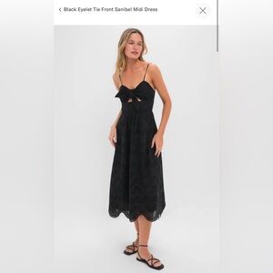 Hyacinth House Black Eyelet Sanibel Tie Front Midi Dress